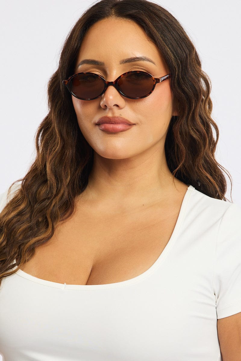 Brown Animal Print Oval Sunglasses for YouandAll Fashion