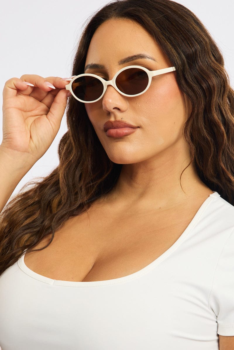 White Animal Print Oval Sunglasses for YouandAll Fashion