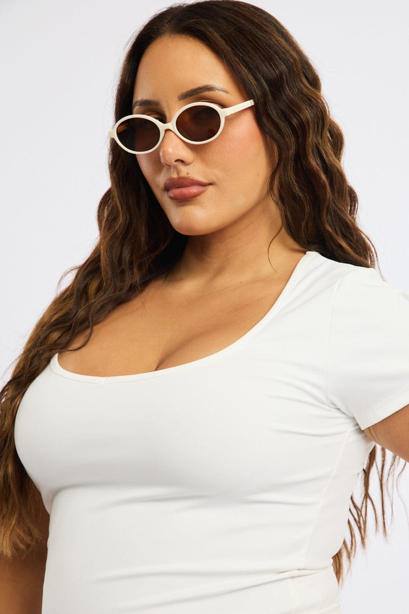 White Animal Print Oval Sunglasses for YouandAll Fashion