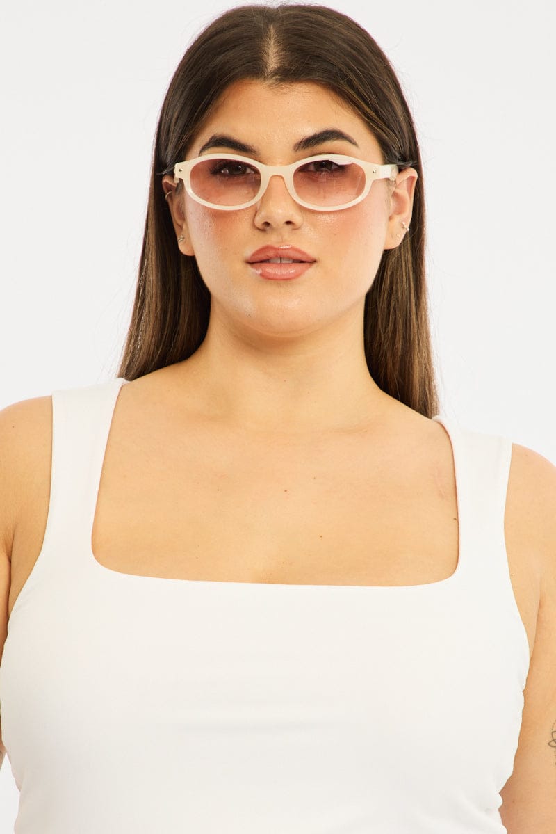 Beige Oval Sunglasses for YouandAll Fashion