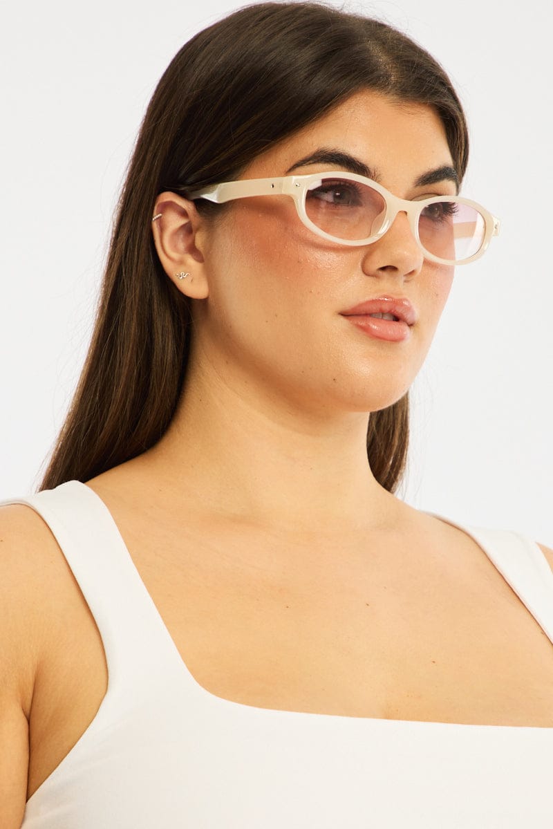 Beige Oval Sunglasses for YouandAll Fashion