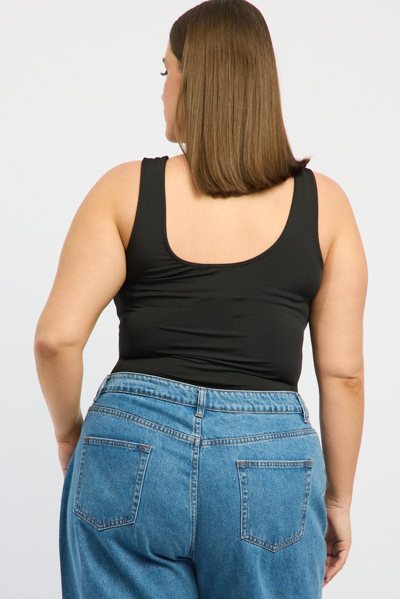 Black V-neck Sleeveless Bodysuit for YouandAll Fashion