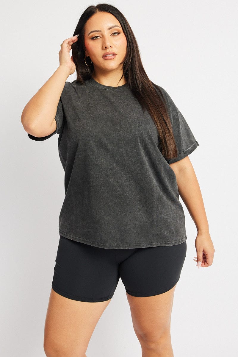 Grey Oversize T Shirt Short Sleeve Crew Neck for YouandAll Fashion