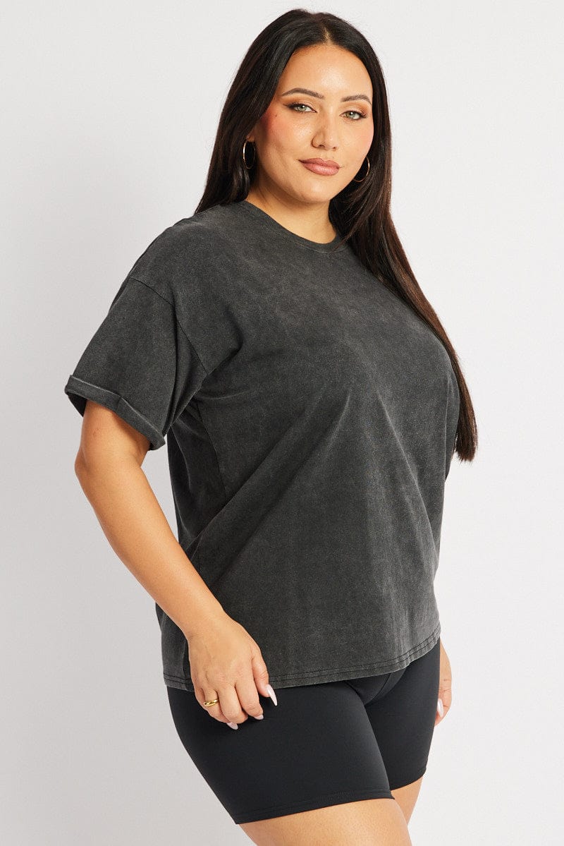 Grey Oversize T Shirt Short Sleeve Crew Neck for YouandAll Fashion