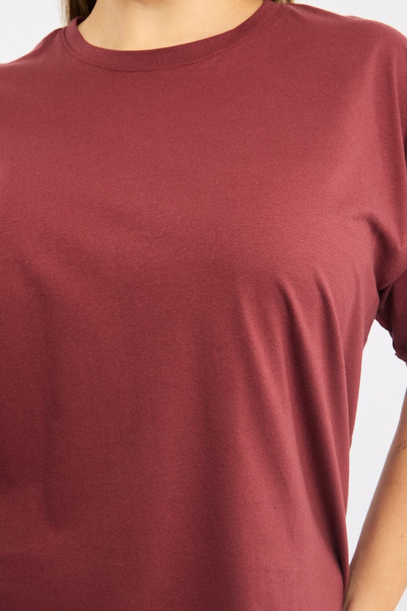 Red Oversize T Shirt Short Sleeve Crew Neck for YouandAll Fashion