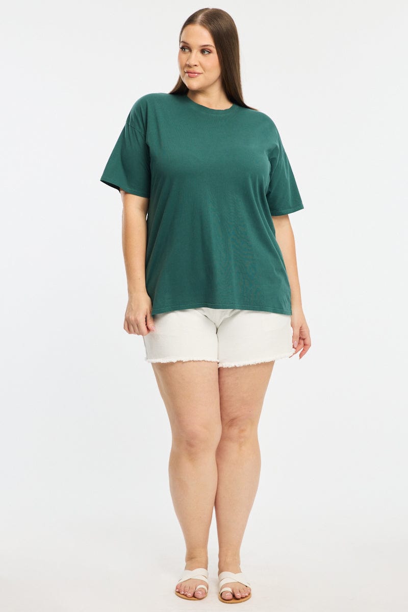 Green Oversize T-shirt Short Sleeve Crew Neck for YouandAll Fashion