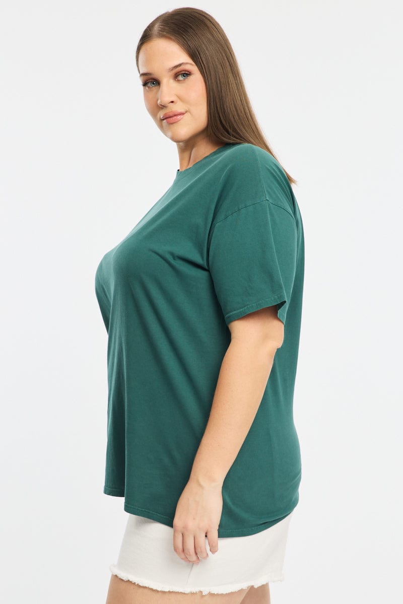 Green Oversize T-shirt Short Sleeve Crew Neck for YouandAll Fashion