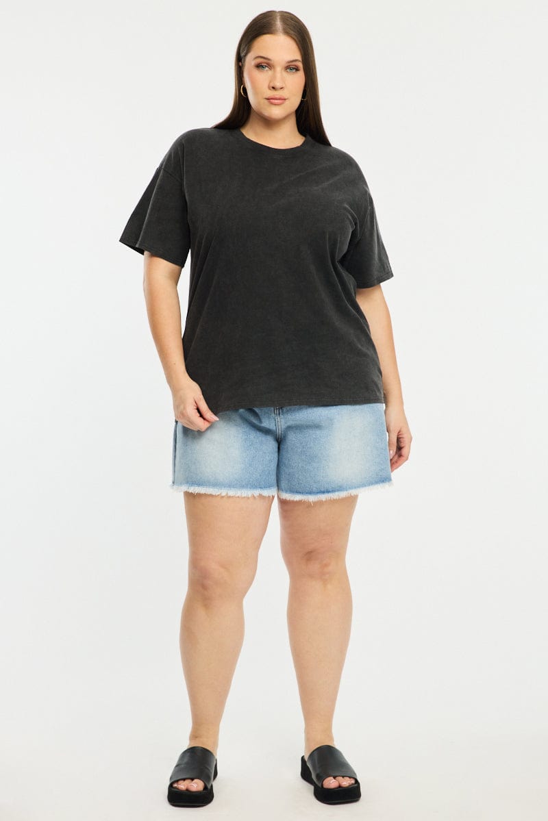 Black Oversize T-shirt Short Sleeve Crew Neck for YouandAll Fashion