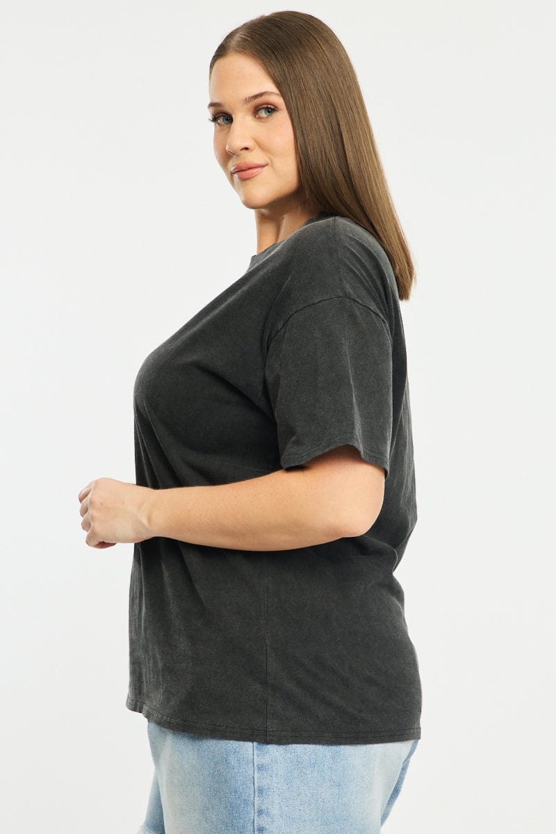 Black Oversize T-shirt Short Sleeve Crew Neck for YouandAll Fashion