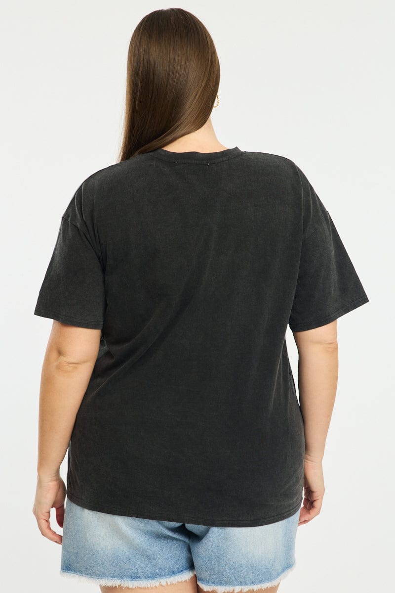 Black Oversize T-shirt Short Sleeve Crew Neck for YouandAll Fashion