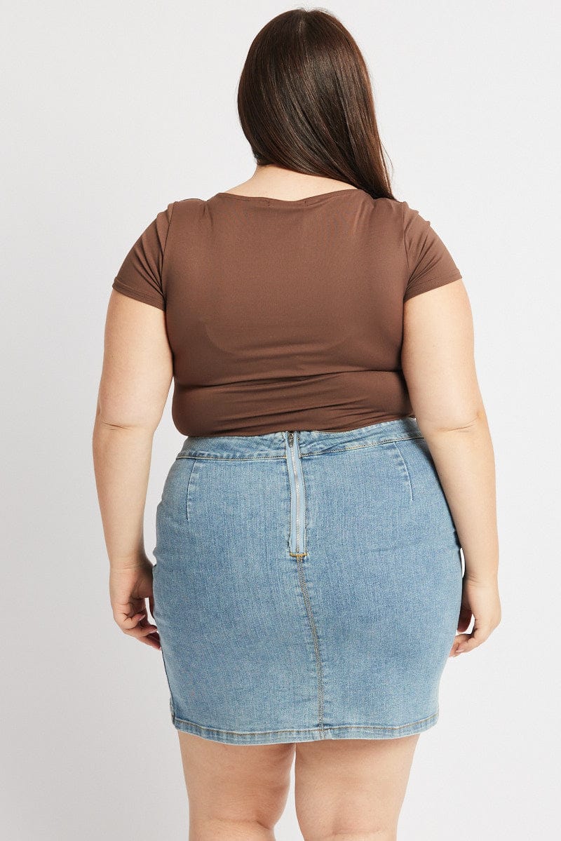 Brown Bodysuit Short Sleeve Supersoft for YouandAll Fashion