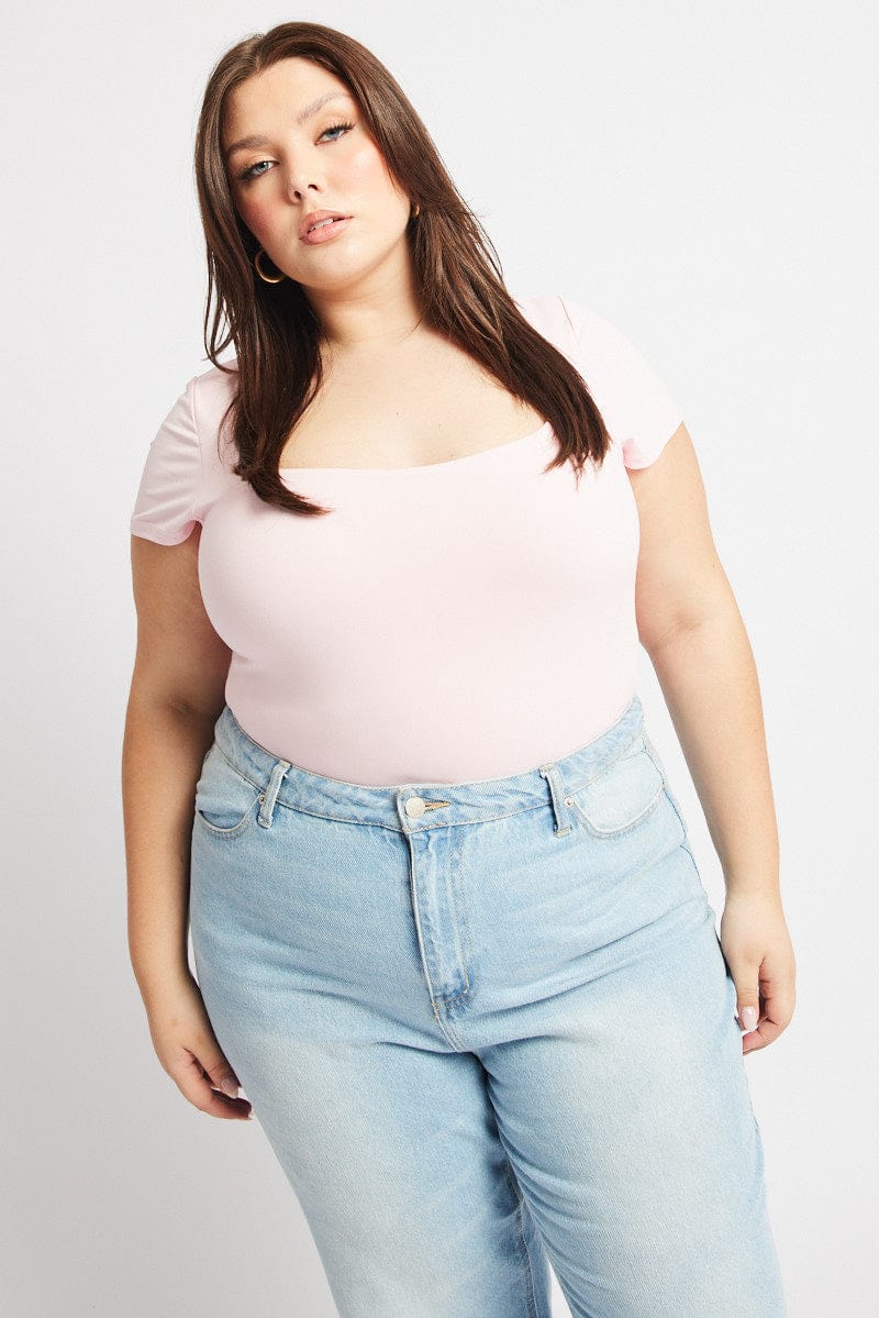 Pink Bodysuit Short Sleeve Supersoft for YouandAll Fashion