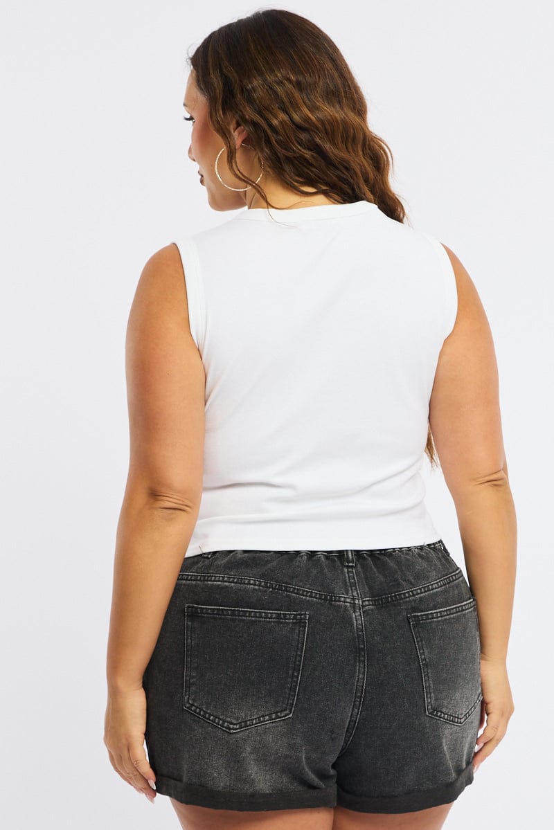 White Button Front Top Sleeveless for YouandAll Fashion