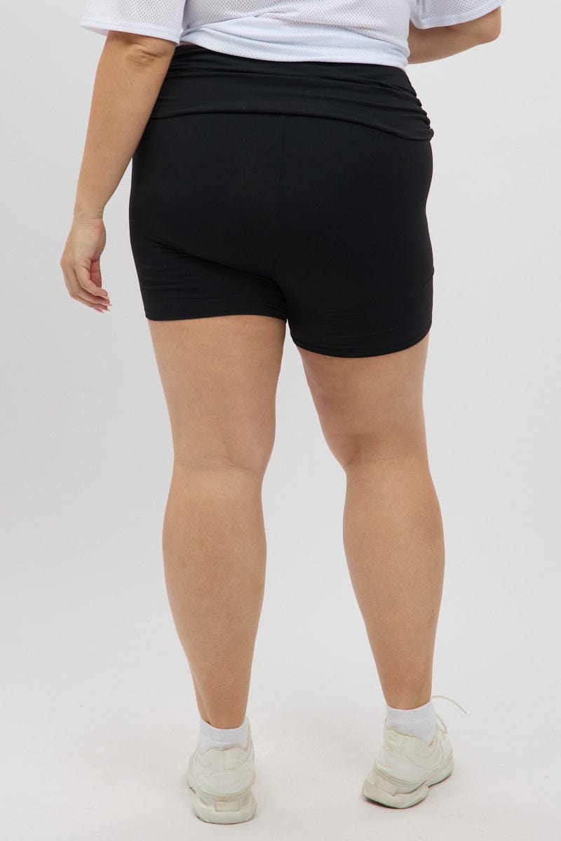 Black Bike Shorts Fold Up waist for YouandAll Fashion