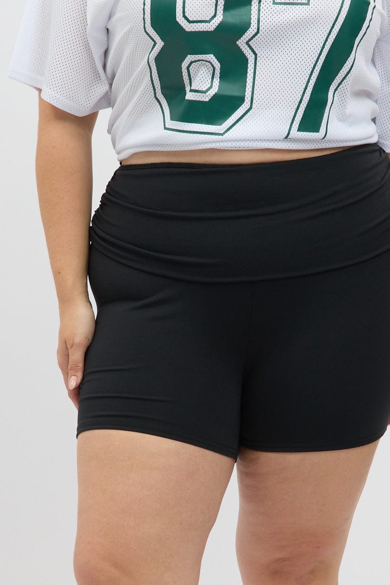 Black Bike Shorts Fold Up waist for YouandAll Fashion