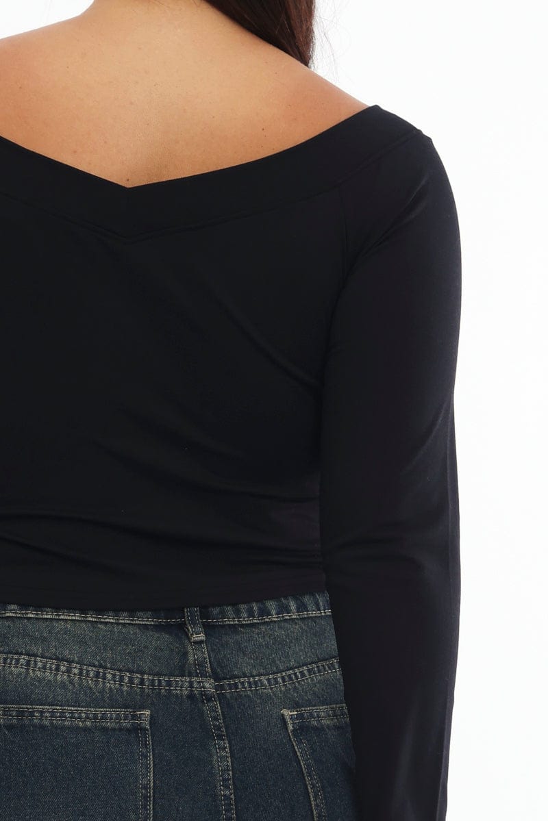 Black V Neck Long Sleeve Supersoft for YouandAll Fashion