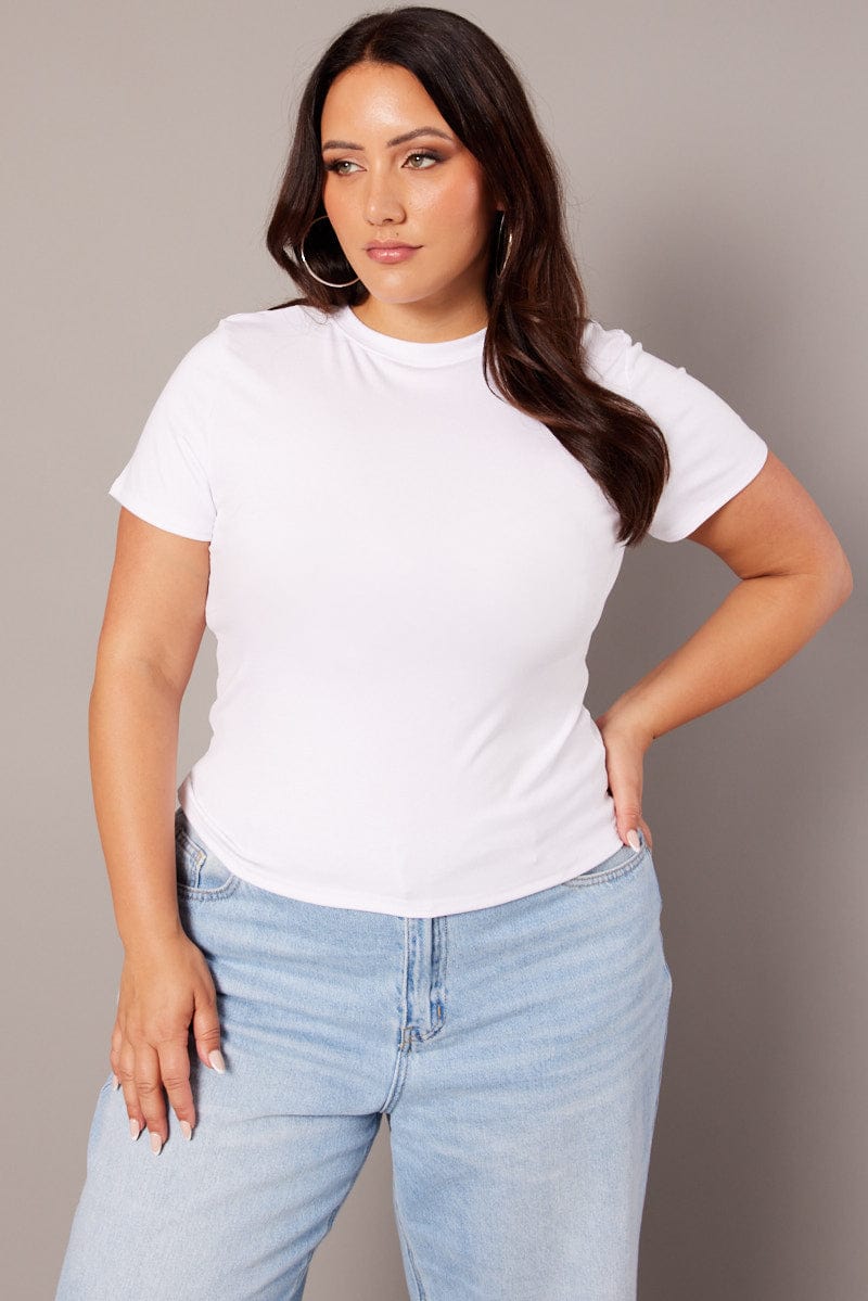 White T Shirt Short Sleeve Crew Neck Modal for YouandAll Fashion