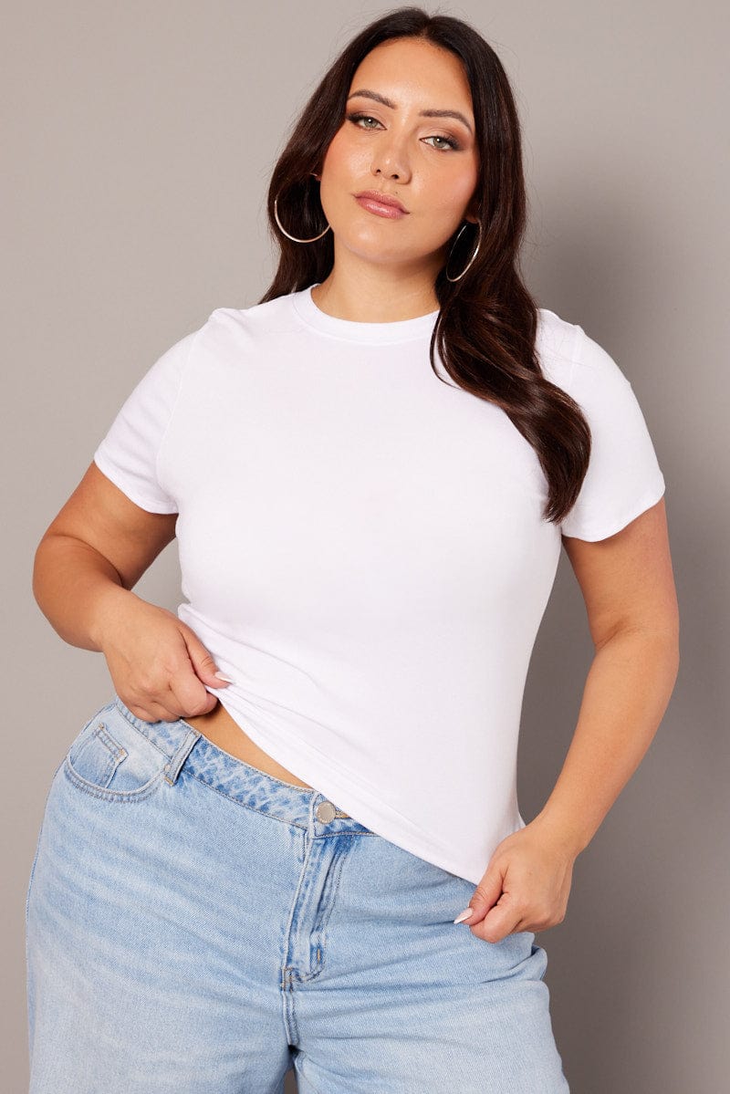 White T Shirt Short Sleeve Crew Neck Modal for YouandAll Fashion