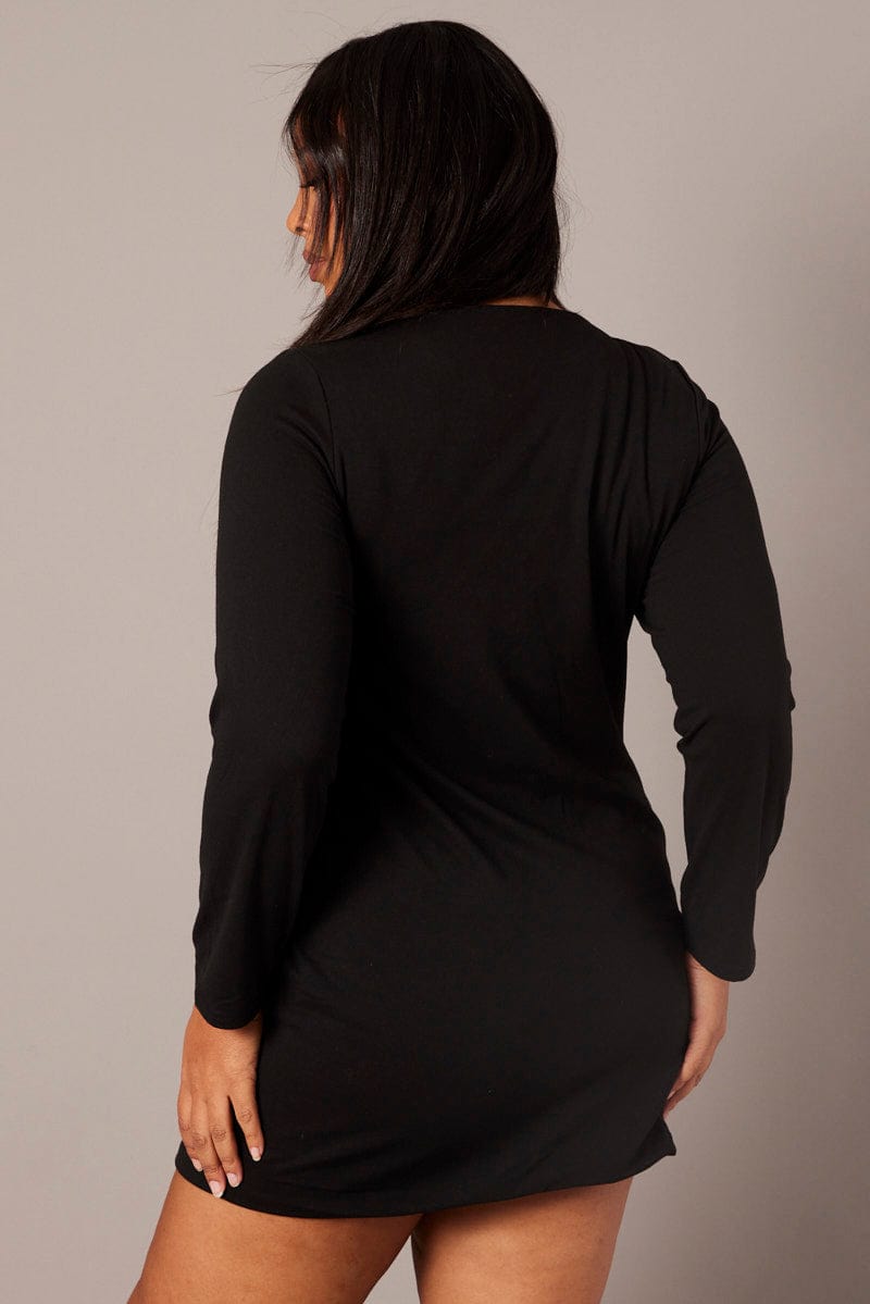 Black Dress Long Sleeve Crew Neck Supersoft for YouandAll Fashion