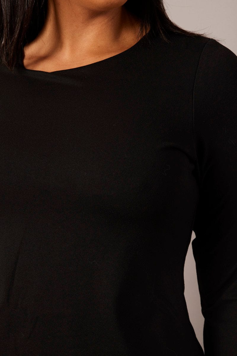 Black Dress Long Sleeve Crew Neck Supersoft for YouandAll Fashion