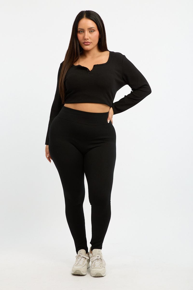 Black Fleece Leggings Seamless for YouandAll Fashion