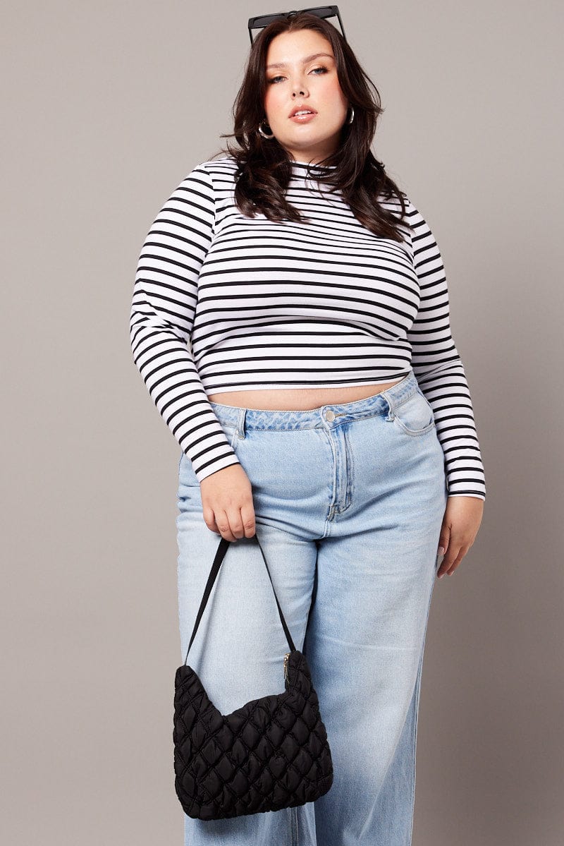 White Stripe Top Long Sleeve Turtleneck Stripe for YouandAll Fashion