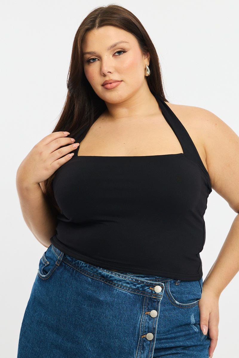 Black Halter Neck Top Supersoft for YouandAll Fashion