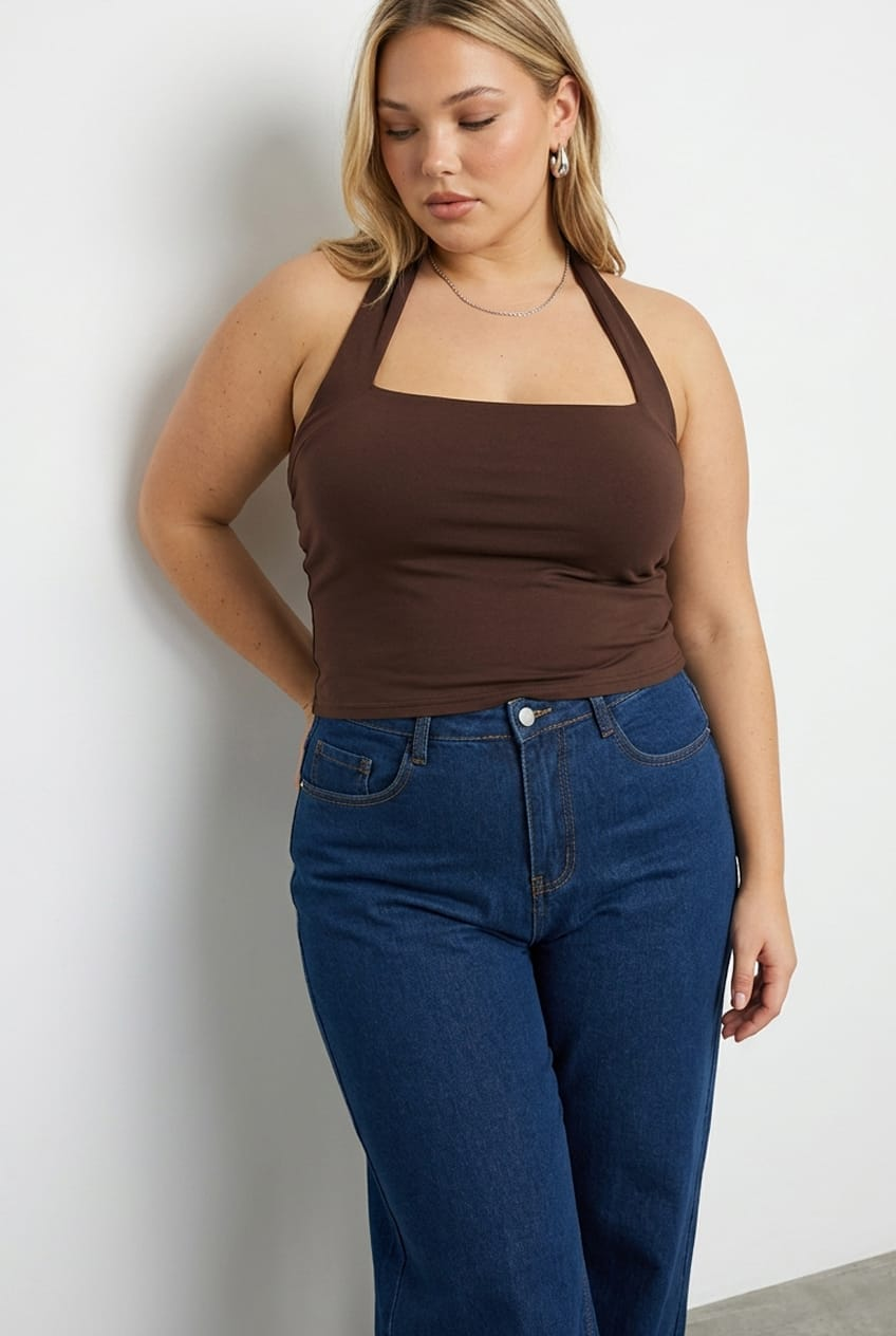 Brown Halter Neck Top Supersoft for YouandAll Fashion