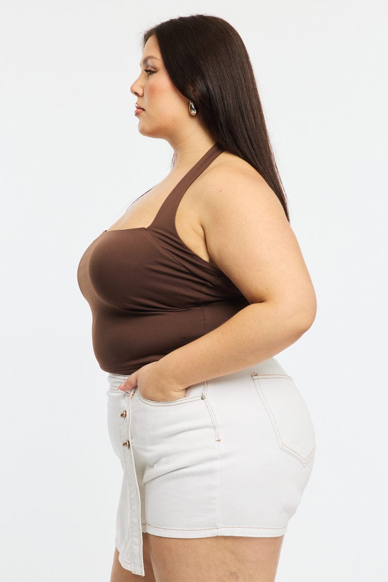 Brown Halter Neck Top Supersoft for YouandAll Fashion