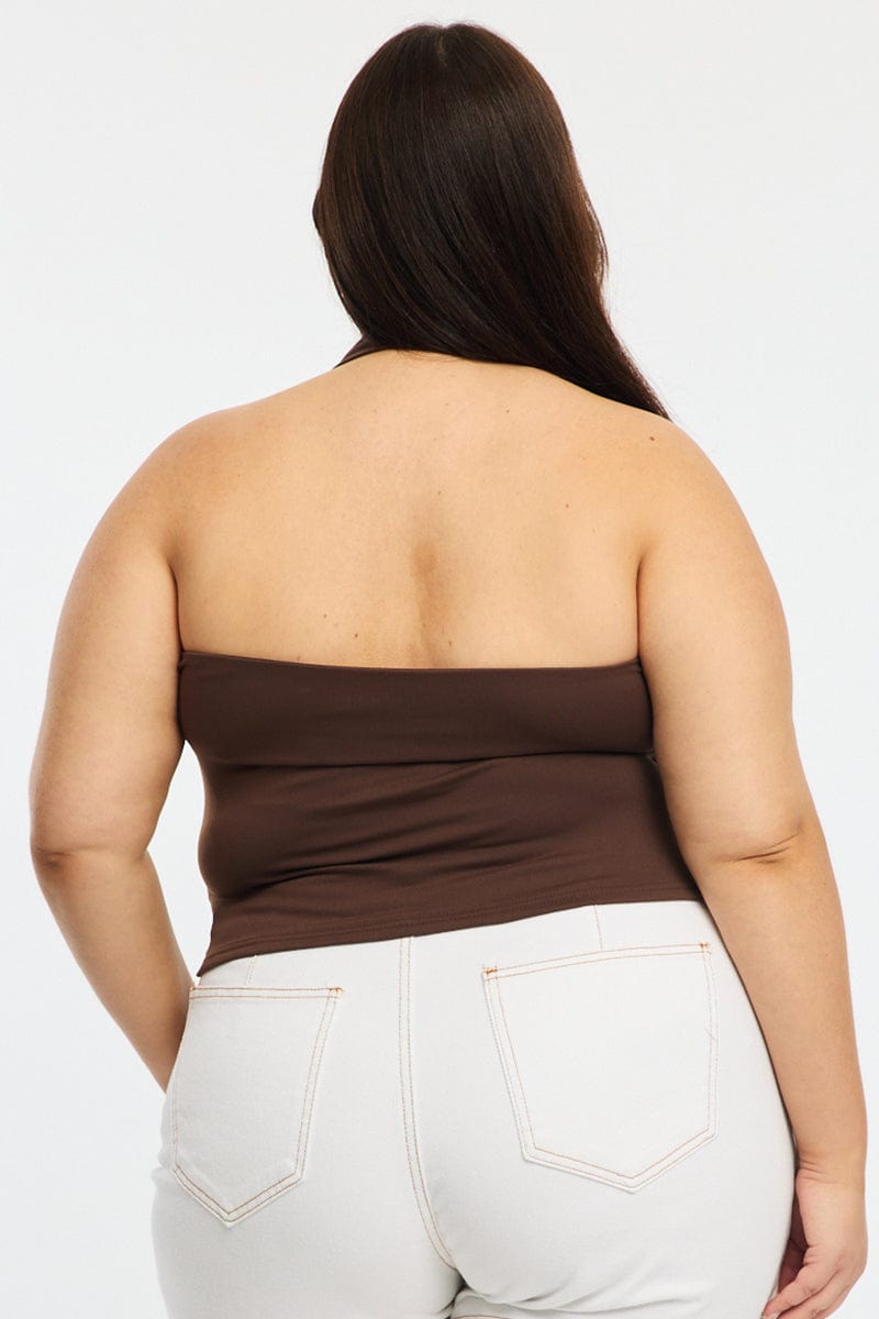 Brown Halter Neck Top Supersoft for YouandAll Fashion