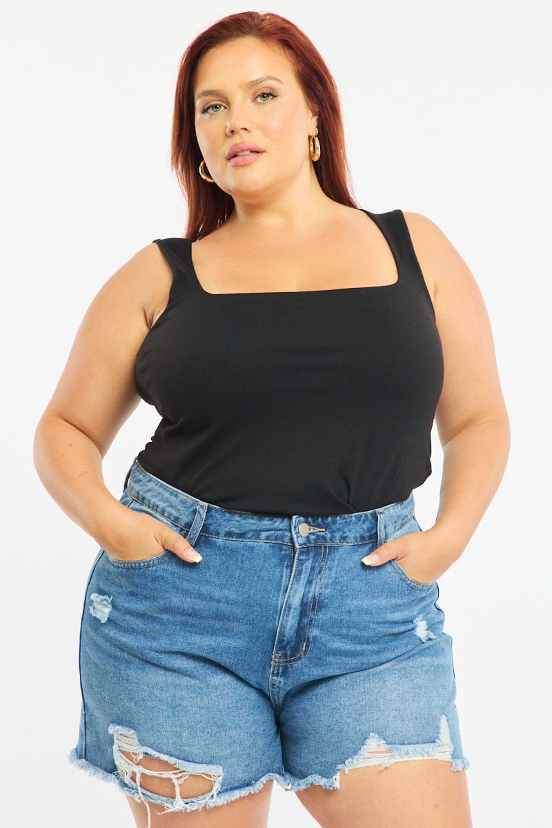 Black Tank Top Scoop Neck for YouandAll Fashion