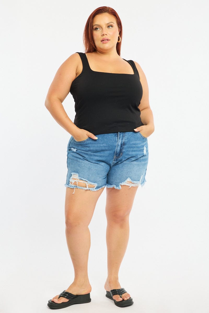 Black Tank Top Scoop Neck for YouandAll Fashion