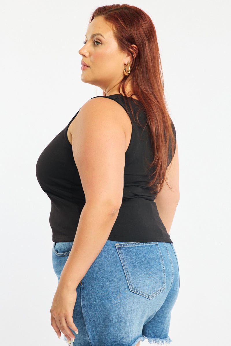 Black Tank Top Scoop Neck for YouandAll Fashion