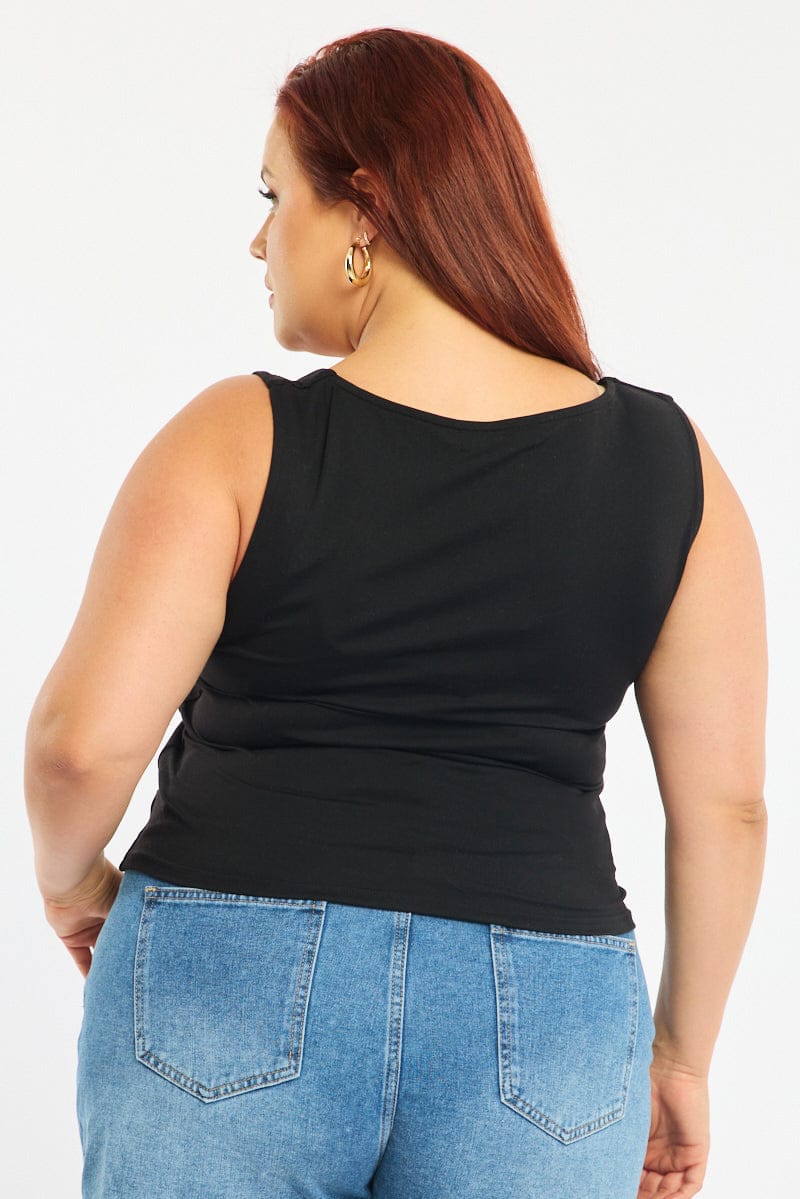 Black Tank Top Scoop Neck for YouandAll Fashion