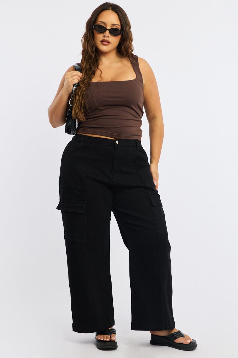 Brown Tank Top Scoop Neck for YouandAll Fashion
