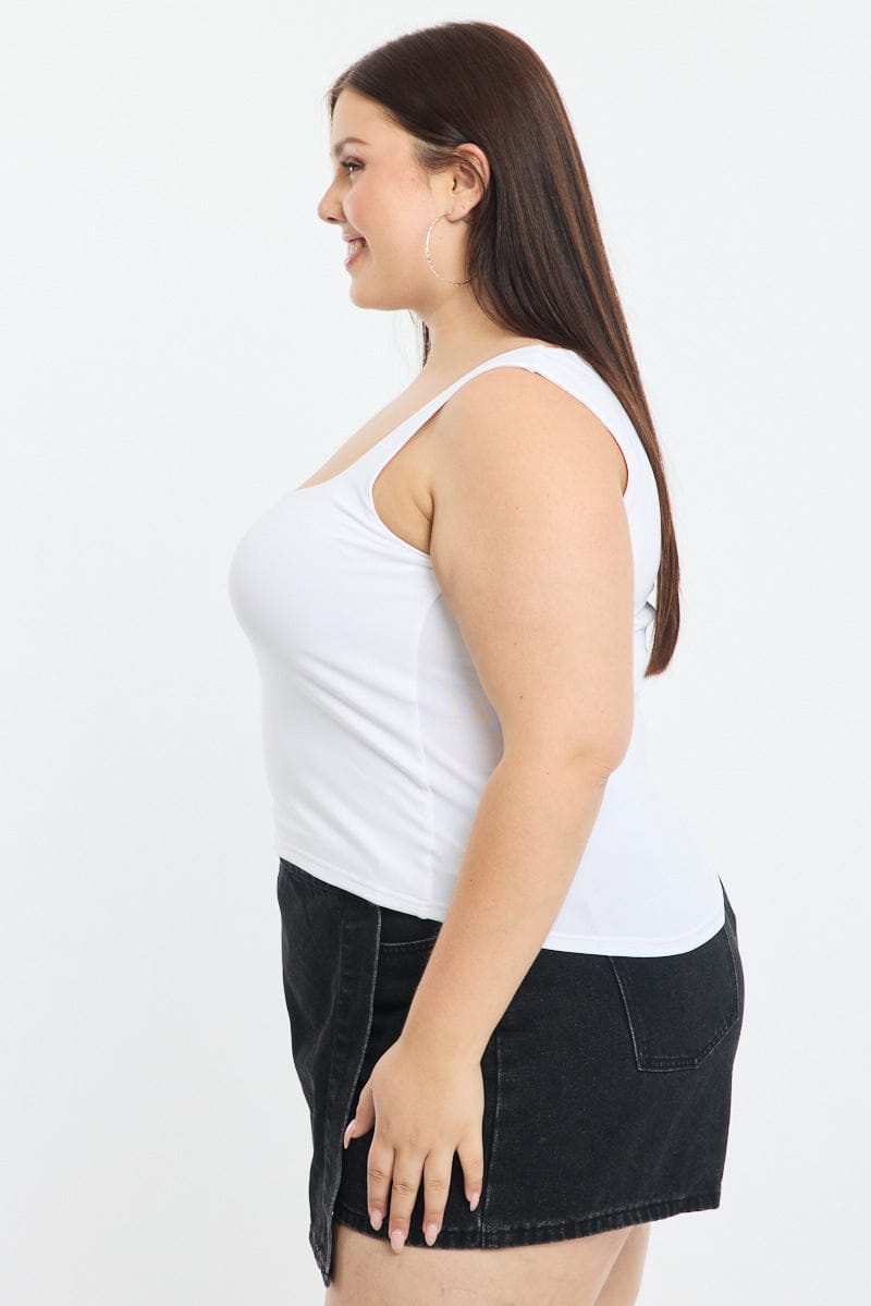White Tank Top Scoop Neck for YouandAll Fashion