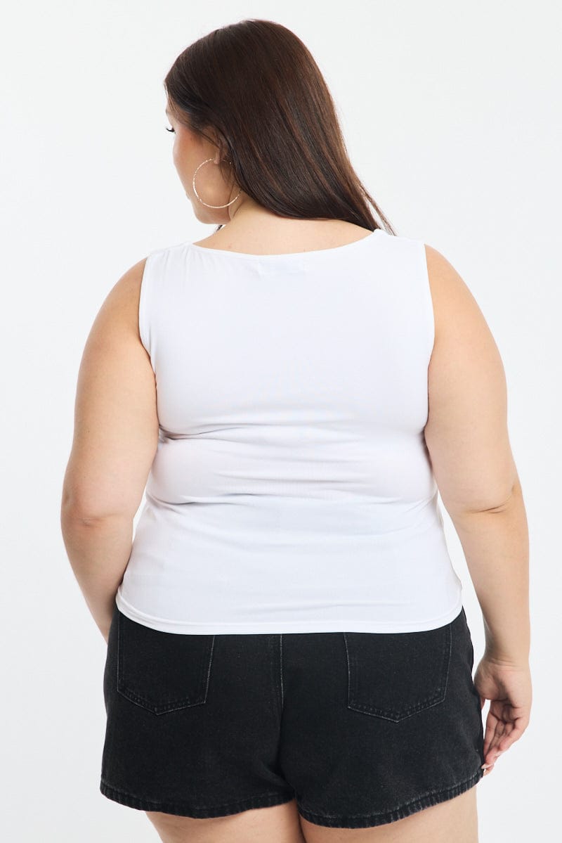 White Tank Top Scoop Neck for YouandAll Fashion
