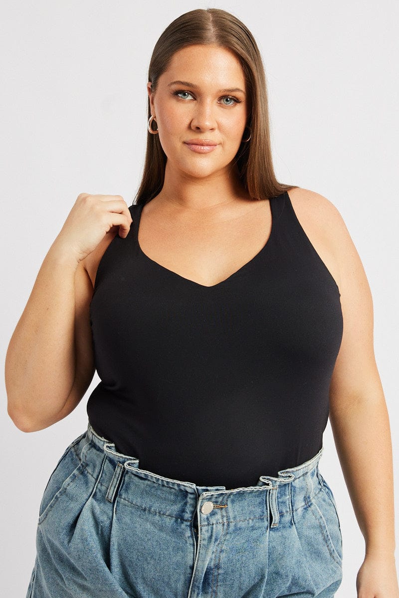 Black Tank Top V Neck Supersoft for YouandAll Fashion