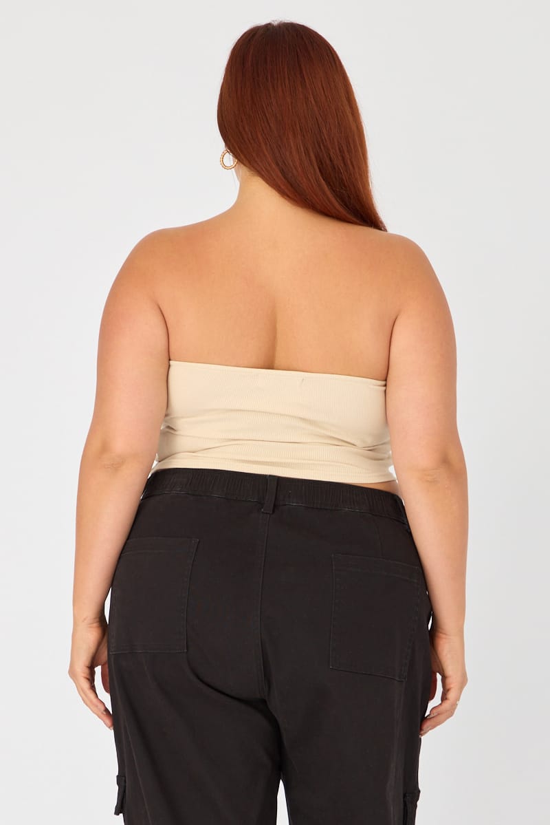 Beige Bandeau Top Rib Double Layered for YouandAll Fashion