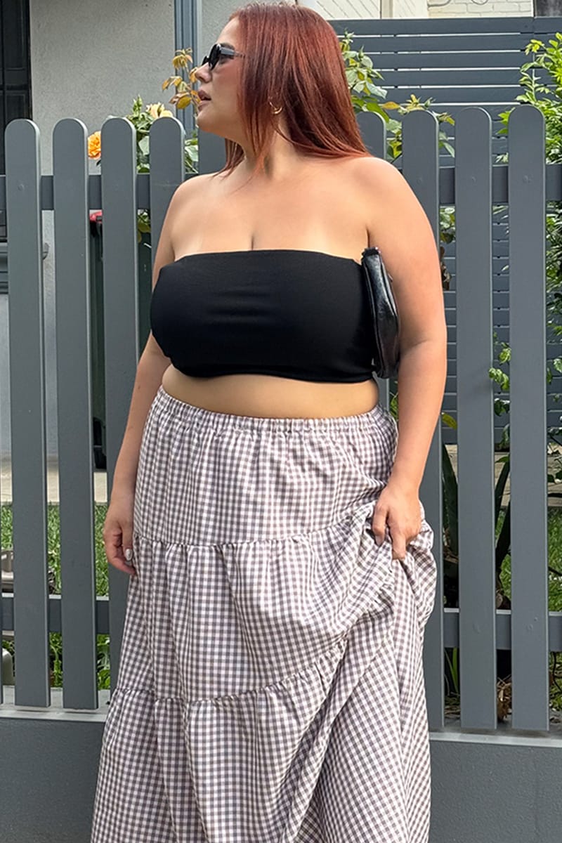 Black Bandeau Top Rib Double Layered for YouandAll Fashion