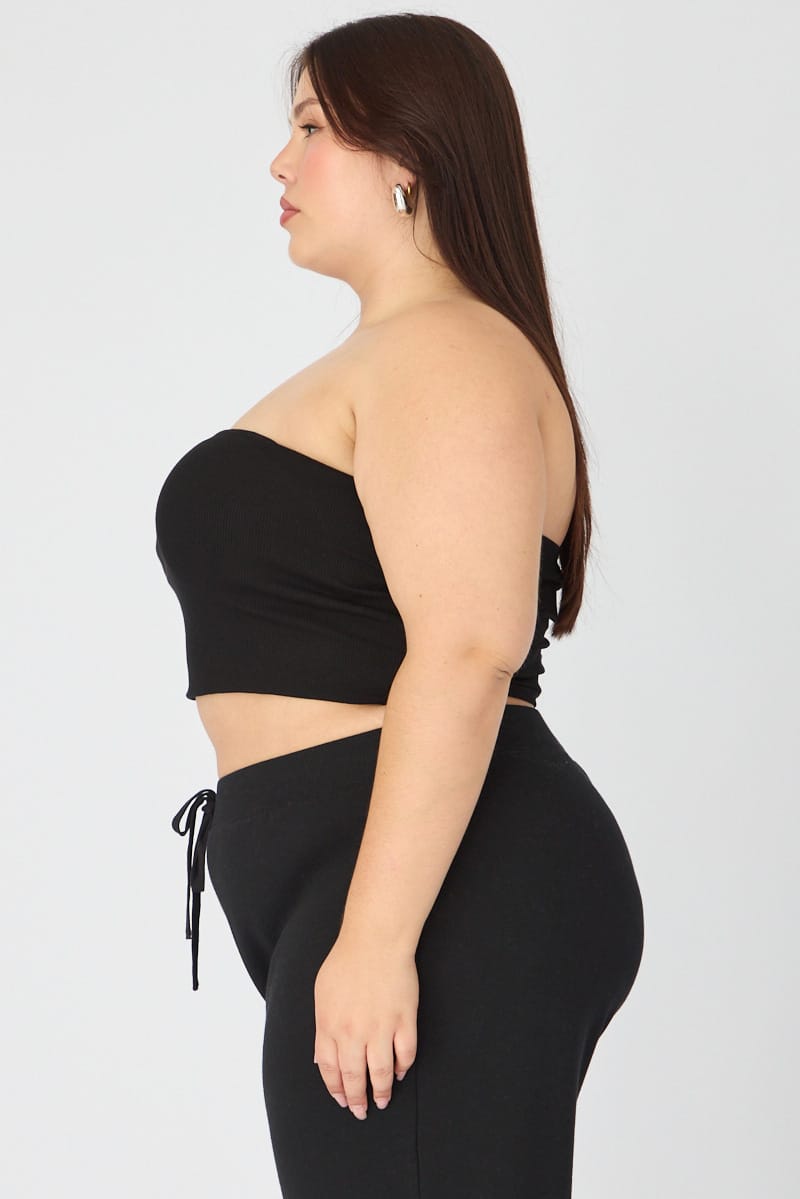 Black Bandeau Top Rib Double Layered for YouandAll Fashion