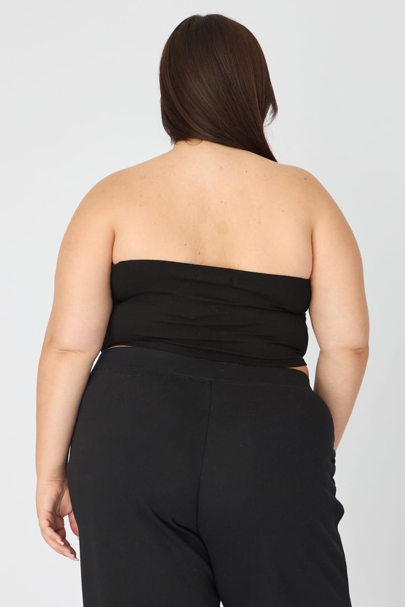Black Bandeau Top Rib Double Layered for YouandAll Fashion