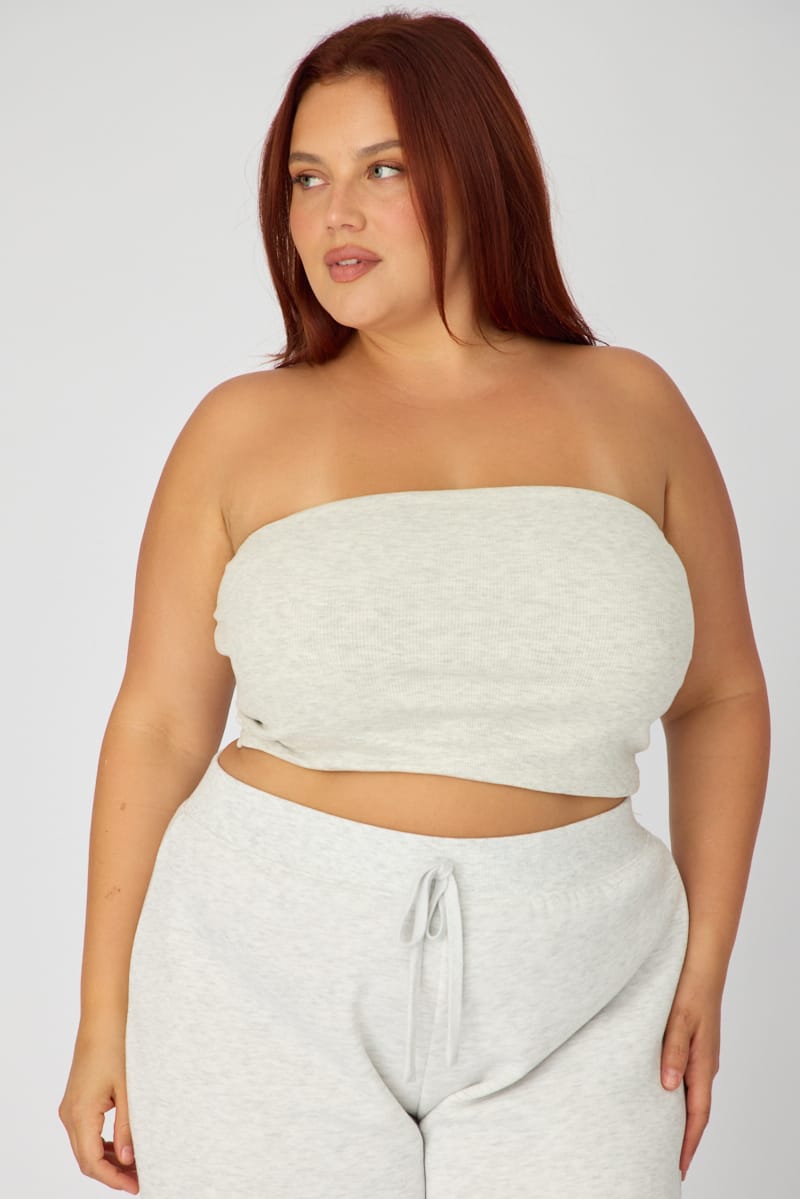 Grey Bandeau Top Rib Double Layered for YouandAll Fashion