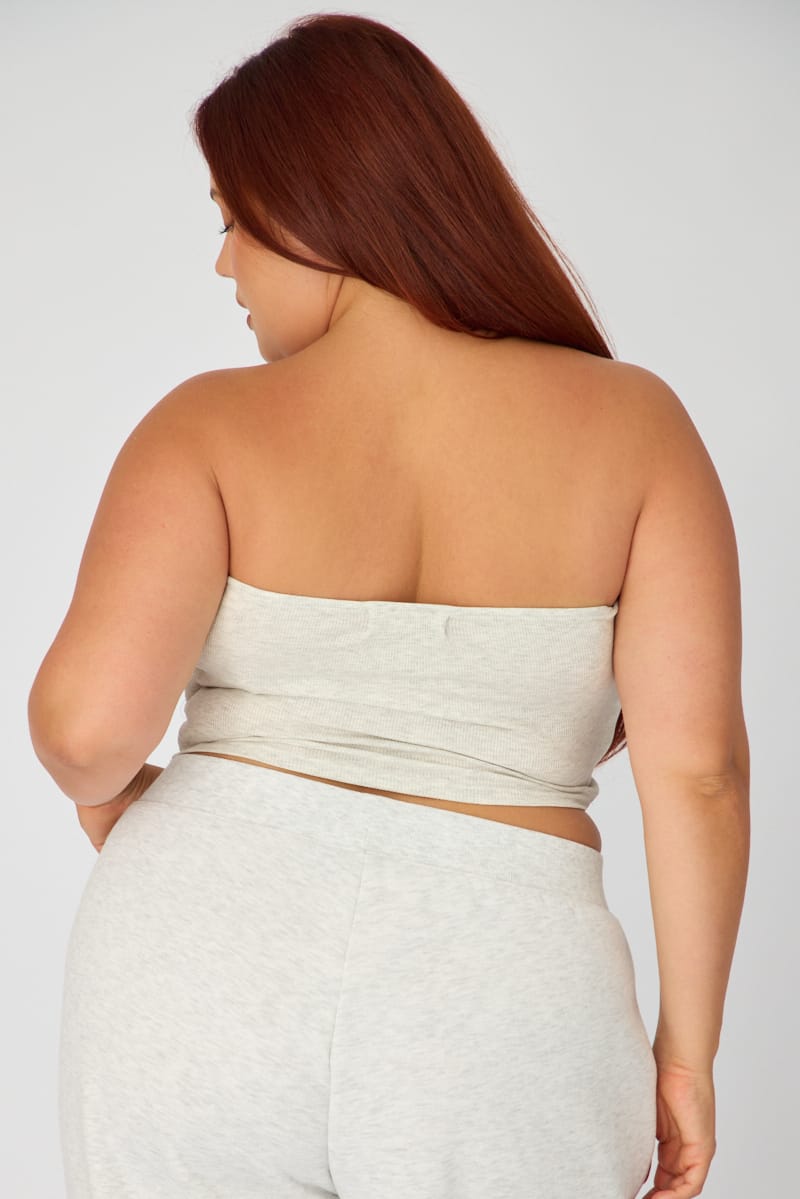 Grey Bandeau Top Rib Double Layered for YouandAll Fashion
