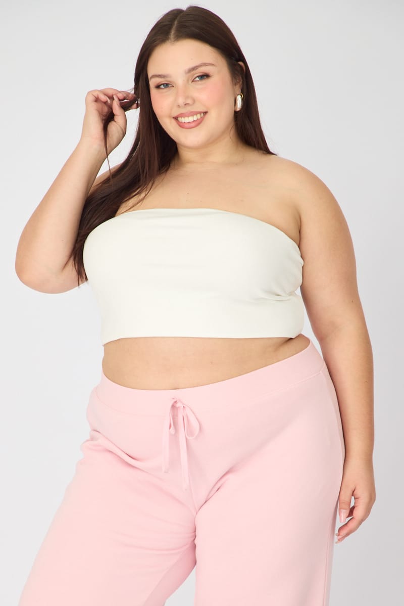 White Bandeau Top Rib Double Layered for YouandAll Fashion