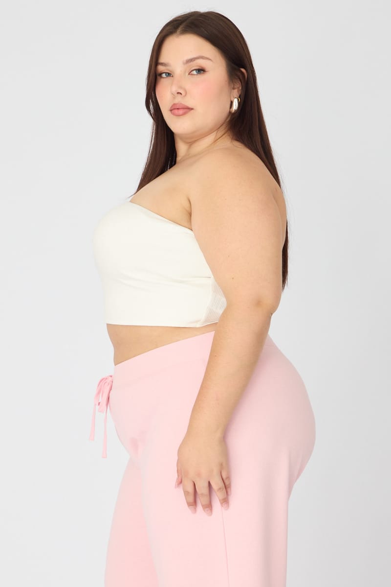 White Bandeau Top Rib Double Layered for YouandAll Fashion