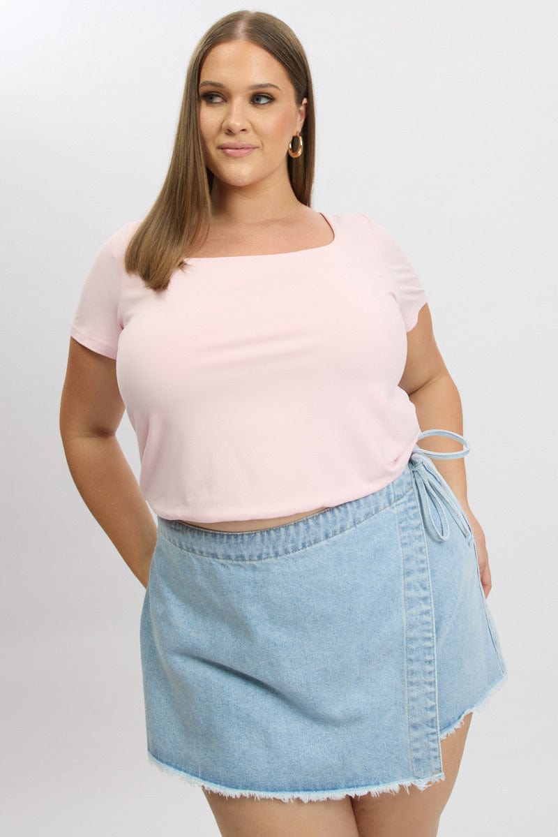 Pink Supersoft Top Short Sleeve Scoop Neck for YouandAll Fashion