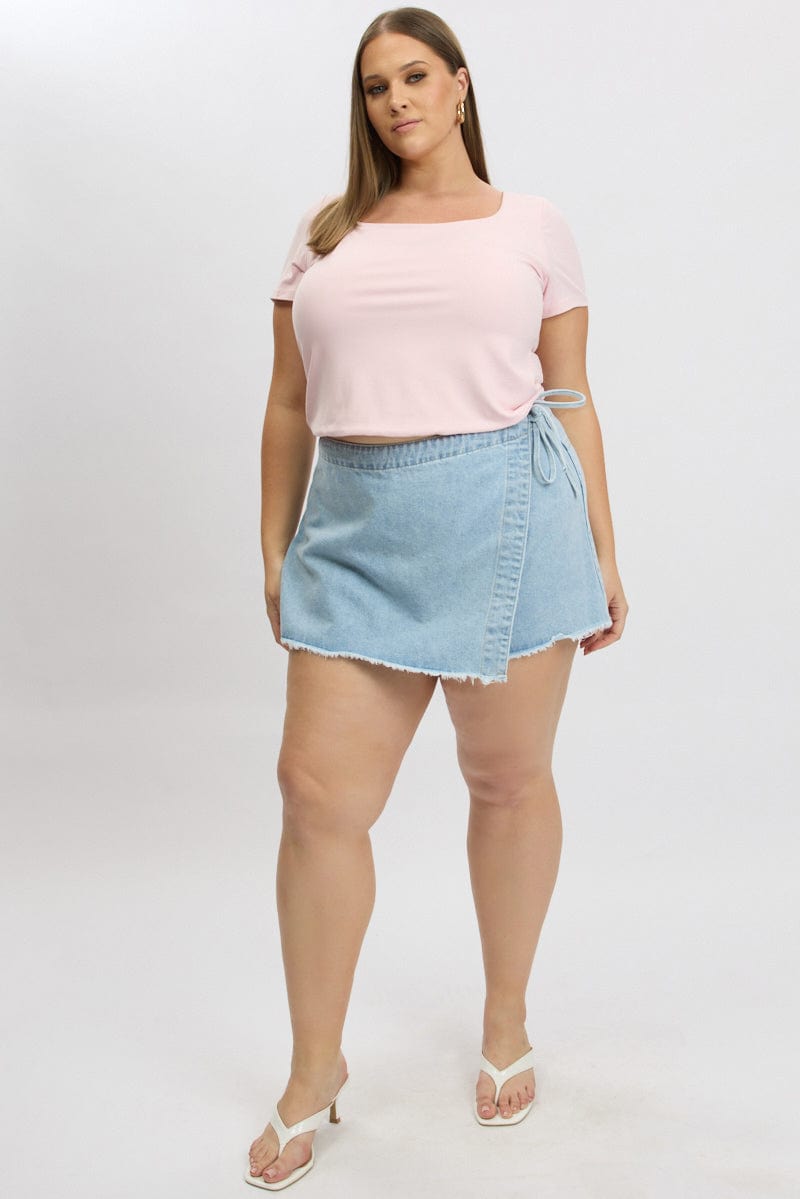 Pink Supersoft Top Short Sleeve Scoop Neck for YouandAll Fashion