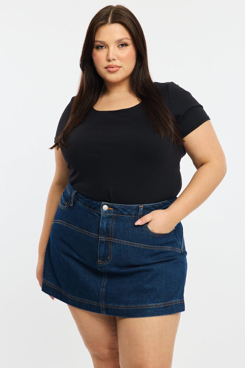 Black T-shirt Short Sleeve Scoop Neck for YouandAll Fashion