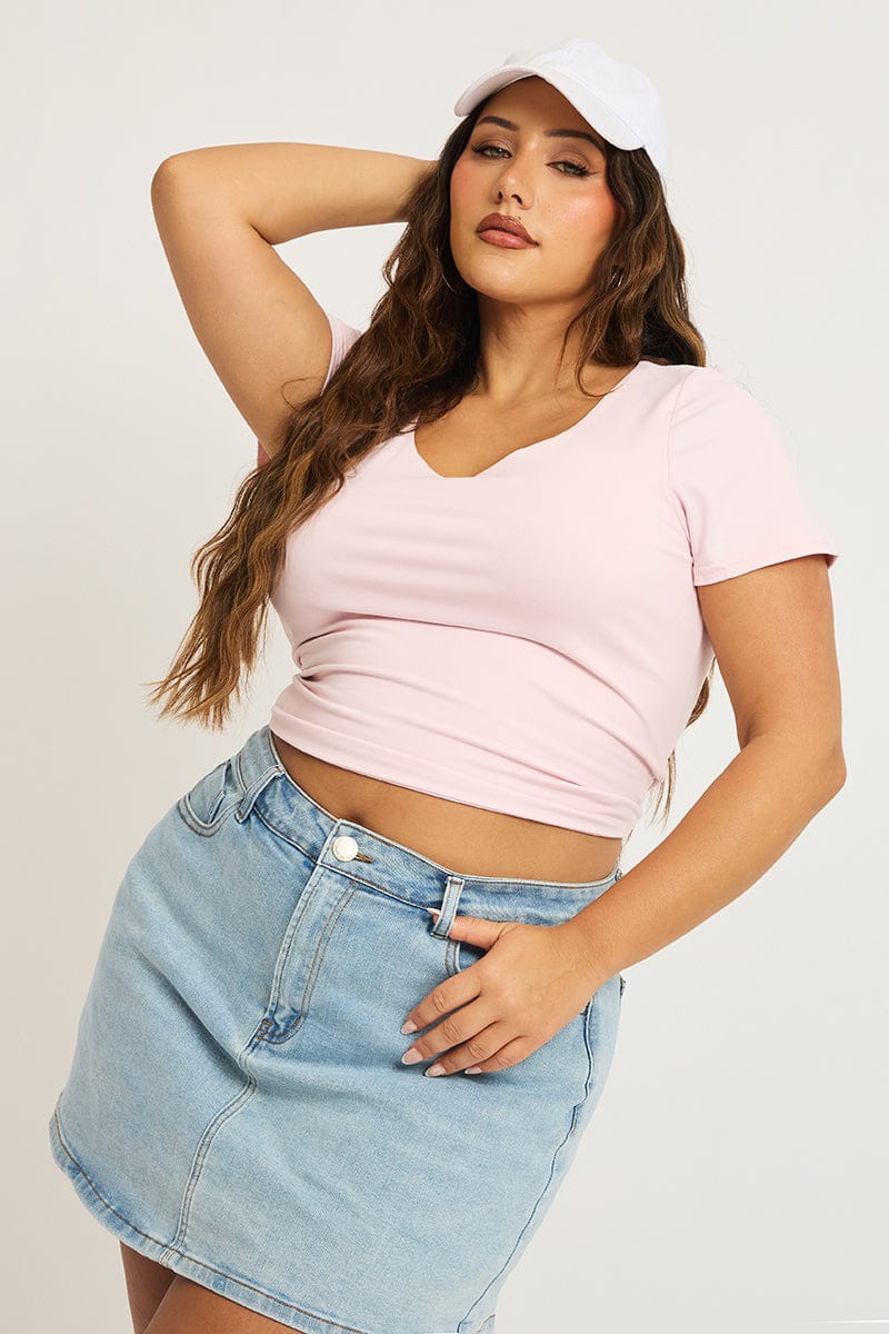 Pink T-shirt Short Sleeve Scoop Neck for YouandAll Fashion